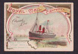 Cigarette card, Anstie, Royal Mail Series, 'M' size, type card, 'The Cunard Line - S.S. Campania' (