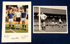 Football autographs, two signed press photographs, both later produced phots from earlier images,