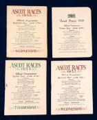 Horseracing, Royal Ascot, 4 racecards, 15th June 1932, 21st June 1934, featuring The Gold Cup won by