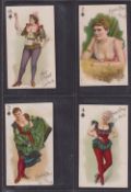 Cigarette cards, USA, Moore & Calvi Playing Card Actresses, Set 2 'Hard A Port' brand, (blue backs