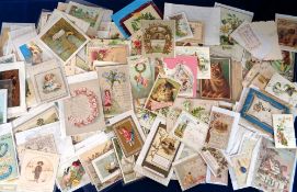 Greetings Cards, 240+ mainly Victorian Christmas, New Year and Birthday cards together with a few