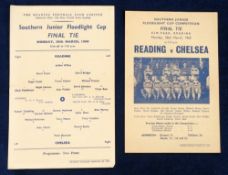Football programme & flyer, Reading v Chelsea, 28 March, 1960, Southern Junior Floodlight Cup Final,
