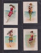Cigarette cards, USA, Kimball, Beautiful Bathers, 'X' size, 8 cards, Bar Harbor, Greve D'azette,