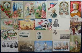 Postcards, a mixed subject collection of approx. 65 card, inc. 9 American patriotic embossed cards