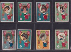 Trade cards, Spain, Rey Chocolates, Beauties, 'M' size, Art Nouveaux style cards (set, 55 cards) (