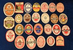 Beer labels, a selection of 25 vintage labels, mostly vertical oval designs inc. Hall & Woodhouse,