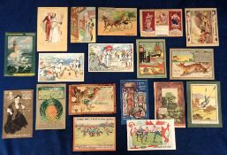 Trade cards, Freeman, Hardy & Willis, a collection of 18 early postcard size advertising cards,