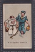 Cigarette card, Aviss Bros, Naval & Military Phrases type card, A Passing Smack 62 x 39 mm (slight