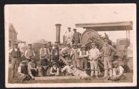 Postcard, Essex, sepia RP, Road Crew ‘West End Gang’ with Steam Roller, great image, by Woodard of