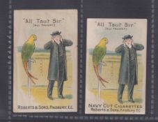Cigarette cards, Roberts & Sons, Nautical Expressions, two type cards, both 'All Taut Sir', one '