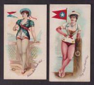 Cigarette cards, USA, Buchner, Yacht Club Colors (Girls), two cards, Hudson River Yacht Club &