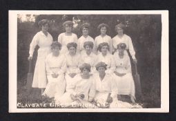 Postcard, Sport / Social History, scarce RP, Claygate Girls Cricket Club 1918, Northampton (vg)