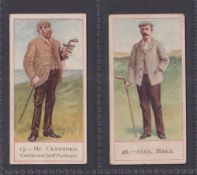 Cigarette cards, Cope's Golfers, 2 cards no.13 Mr Crawford (gd) & no.46 Alex Herd (slightly grubby)