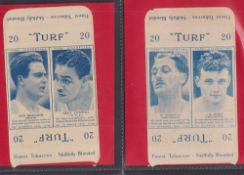 Cigarette cards, Carreras Turf Slides, Olympics 1948 (set 25 cards in double uncut slides, 50
