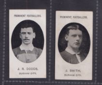 Cigarette cards, Taddy, Prominent Footballers (No Footnote), Durham City, 2 cards, J.R. Dodds & J.