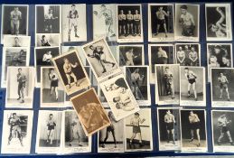 Boxing postcards, a collection of 74 b/w postcards of boxers, mostly photographic issues, mainly