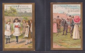 Trade cards, Huntley & Palmer Sports Series, 6 cards, Golf, Cycling, Polo, Hunting, Canoeing,