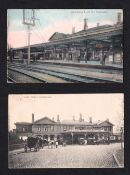 Postcards, Transport, Castle Station Northampton, b/w exterior, coloured interior (gd) (2)