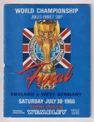Football programme, England v West Germany, 1966 World Cup Final played on 30th July (teams