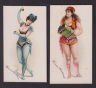 Cigarette cards, USA, Buchner, Musical Instruments, 'X' size, two cards, Spanish Castanets & Servian