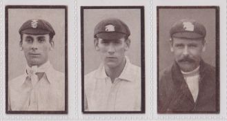 Cigarette cards, R J Hill, Famous Cricketers Series blue backs, 3 cards nos. 9 Bird, 10 Hayward & 11