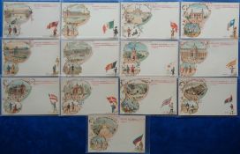 Postcards, Exhibitions/Advertising, a selection of 13 Paris Exhibition cards for 1900, all