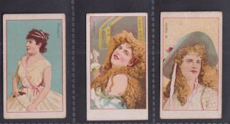 Cigarette cards, India, McDowell & Co, Actresses 'MUREG', three cards, Brunard, H. Clarke (slight