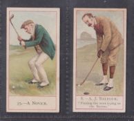 Cigarette cards, Cope's Golfers, 2 cards no.35 A Novice (gd) & no.8 AJ Balfour (slight foxing on