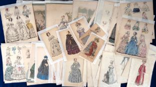 Ephemera, Fashion Plates, 50 plates dating from 1818 to 1860s showing ladies in Walking Dress,