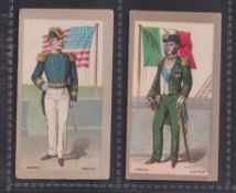 Cigarette cards, American Cigarette Co, Shanghai, Admirals & Generals, two cards, Admiral America (