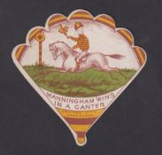 Trade card, Baines, fan shaped card, 'Manningham wins in a canter' (ex) (1)