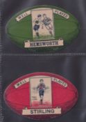 Trade cards, Rugby, Baines Rugby Ball shaped shields (2), 'Well Played Hemsworth' & 'Well played