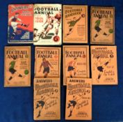 Answers Football Annual, 9 editions 1929/30 to 1937/38 inclusive (mixed condition, some grubby &