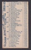 Cigarette card, The Casket Tobacco & Cigarette Co, Football Fixture Cards, type, Oldham Athletic,