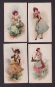 Cigarette cards, USA, Kimball, French Novelties, 'X' size, four cards, ref. N110, pictures nos.