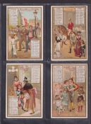 Trade cards, Liebig, S371 Calendar 1893 January - June French language (set 6 cards) (2 cards with