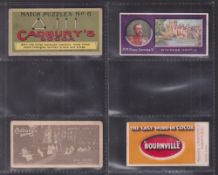 Trade cards, Cadbury's, 11 type cards from various series, Bournville Series, Match Puzzles (stain