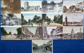 Postcards, Maidenhead, a Maidenhead and area mix of 13 cards, with RPs of Bear Hotel, Clock Tower