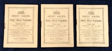 Horseracing, Royal Ascot, 3 racecards all from 1895, 18th June, 20th June & 21st June (all with sl
