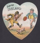 Trade card, W.N. Sharpe, heart shaped card, 'Line Up Ireland' (vg) (1)
