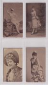 Cigarette cards, India, Star Tobacco Co, Beauties, sepia, 'Nautch Girl' back in red, 4 cards (some