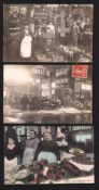 Postcards, Social History, 3 Paris Fish Market Stalls, (2 RP, 1 printed) scarce, (gd) (3)
