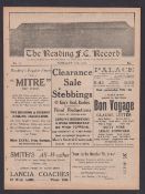 Football programme, Reading v Bristol City, Div 2, 15 Feb 1928 (ex-binder, vg)