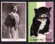 Postcards, Suffragette, 2 cards, to comprise an RP of Mrs Pethick Lawrence, joint editor of 'Votes