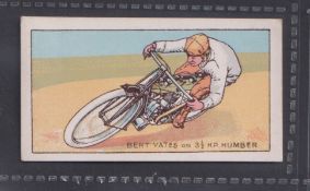Cigarette card, Newman, Motor Cycle Series, type card, no 12 Bert Yates on his 3 1/2 h.p. Humber (