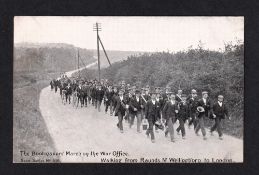 Postcard, Social History, Northamptonshire Bootmakers’ March on War Office, Raunds to London, b/w by