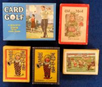 Golf, Playing Cards, 5 packs of vintage cards to comprise 'Jackson's Famous Hats & Boots for