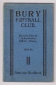 Bury Football Club, a Souvenir Handbook, 'Records, Aims & Achievements, Official History, 1934-