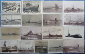 Postcards, Naval, a submarine selection of 17 RPs with illustrated cards of sub no. 12 (