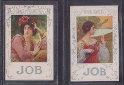 Cigarette advertising postcards, 4 postcards, Societe Job Beauties (2 different, both written on the